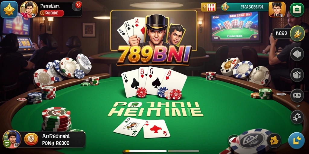 Tampilan gameplay Poker seru di aplikasi 789BNI.