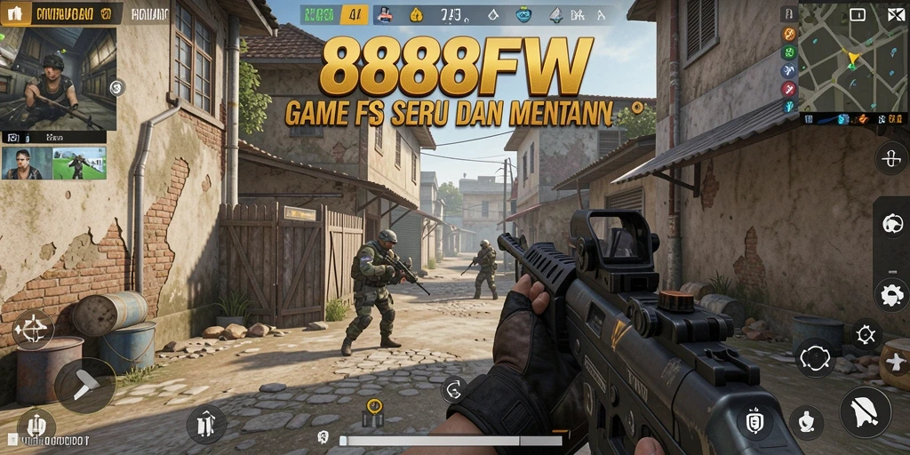 Screenshot gameplay dari 888FW menampilkan aksi tembak-menembak yang intens.