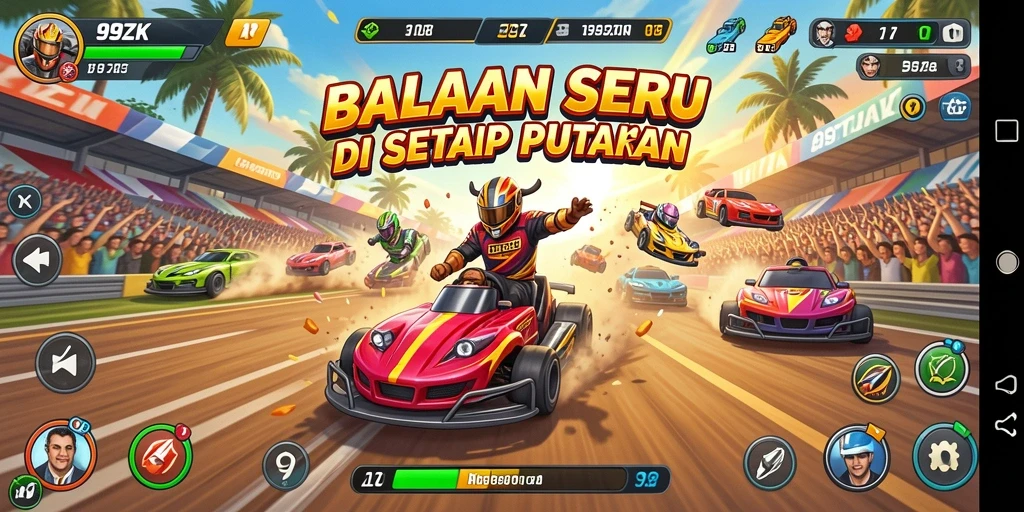 Gameplay menarik dari 99ZK yang penuh aksi balapan.