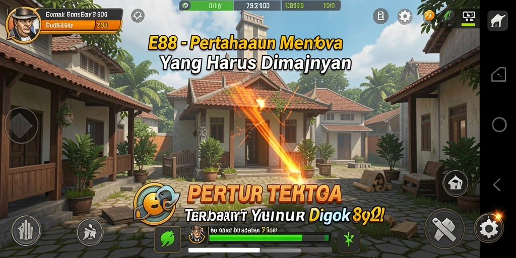 Gameplay E88 menampilkan pertarungan epik di arena Tower Defense.