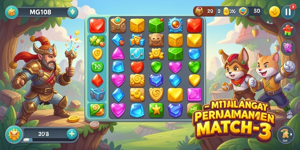 Gameplay seru MG108 dengan kombinasi warna dan tantangan.